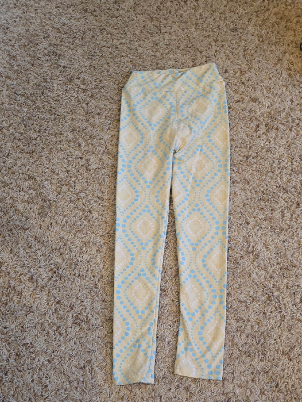 Girls' Cream and Light Blue Patterned Leggings